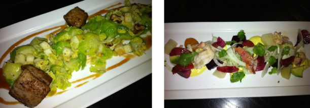 Brussel Sprout and Lobster Salads.