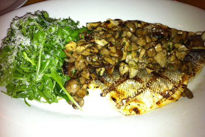 Loup De Mer with Mushrooms and Arugula