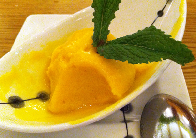 Mango sorbet with fresh mint