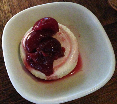 Tahini semifreddo with a cherry compote