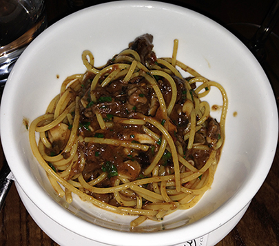 Gluten-free corn pasta with oxtail ragu 