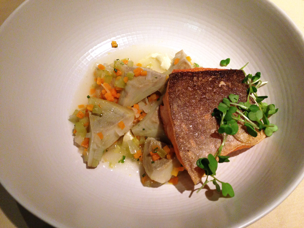 Artic Char with artichokes and lemon puree